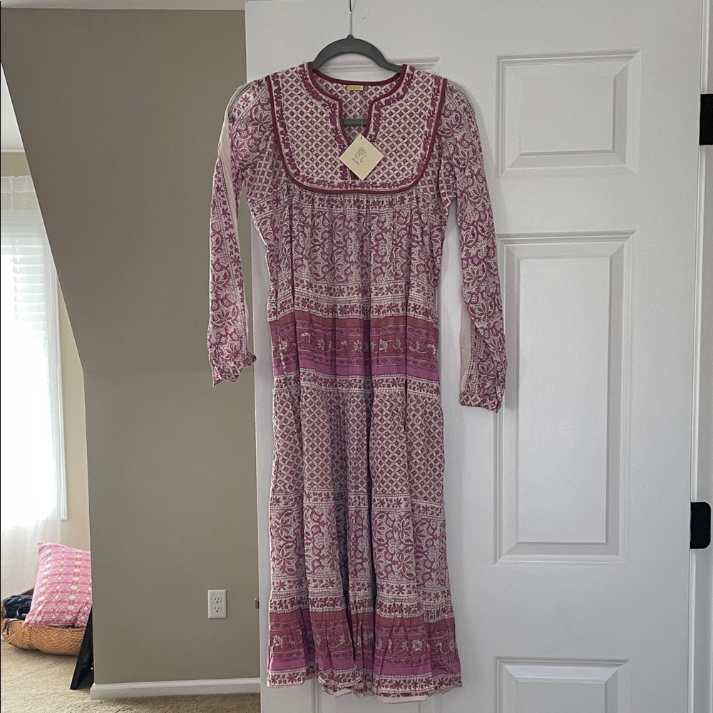 Matta Pink and White Long Sleeve Dress